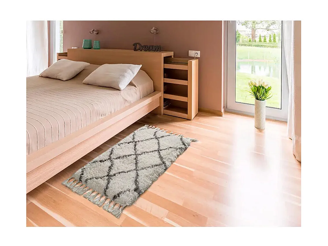 Tapis intérieur - shaggy uni - blanc - 120 x 170 cm - SAMIRA