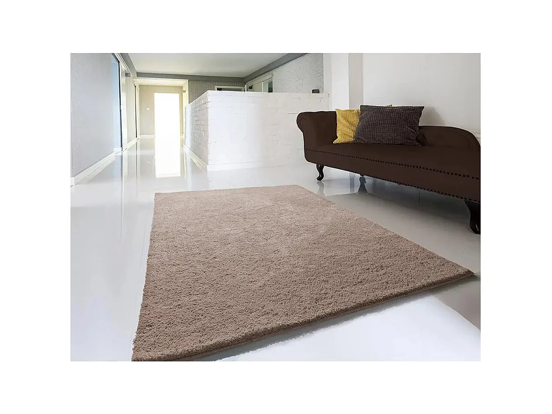 Tapis intérieur - shaggy uni - marron - 60 x 110 cm - SHANGHAI