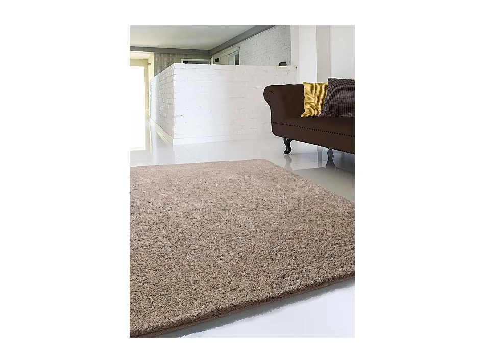 Tapis intérieur - shaggy uni - marron - 60 x 110 cm - SHANGHAI