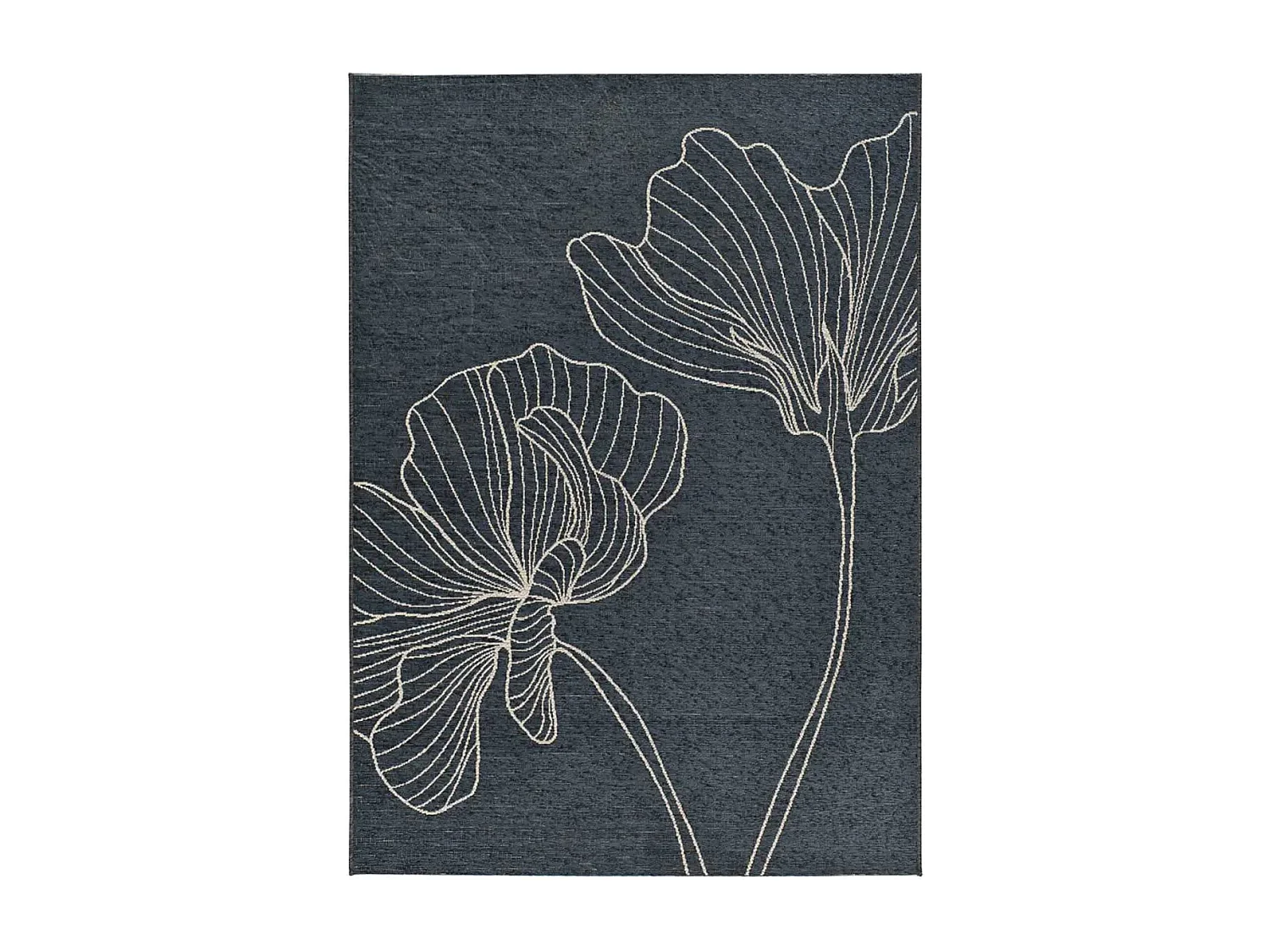 Tapis extérieur - fleurs - gris - 77 x 150 cm - VELVET