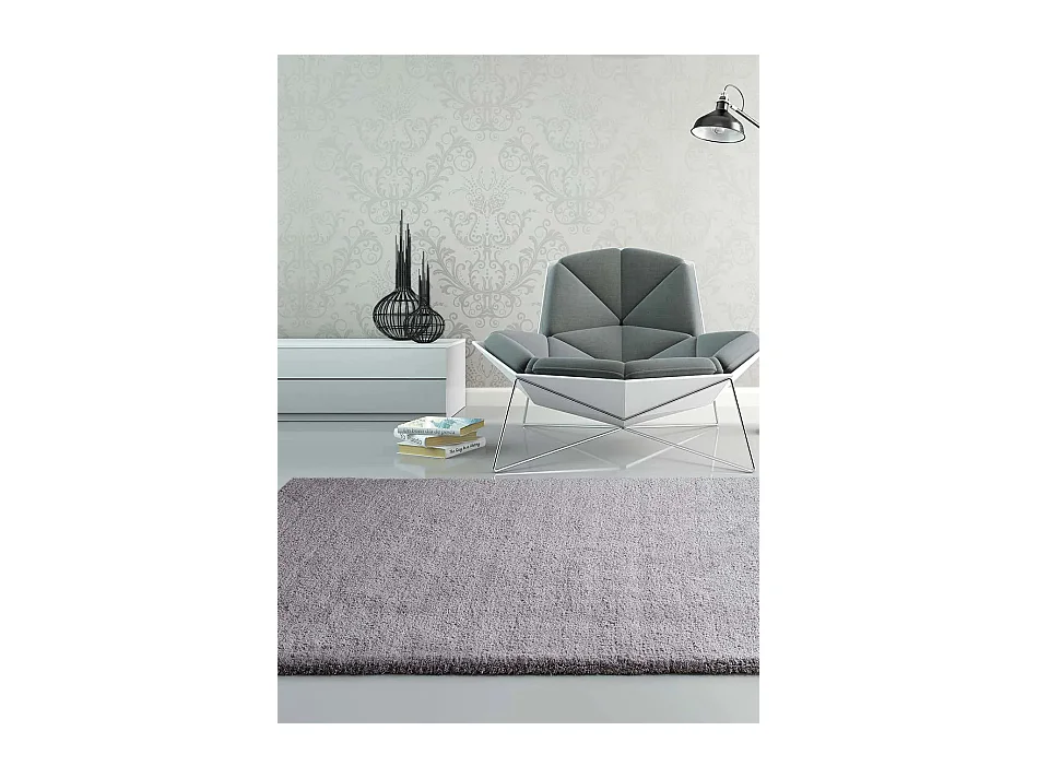 Tapis intérieur - shaggy uni - argent - 60 x 110 cm - SHANGHAI