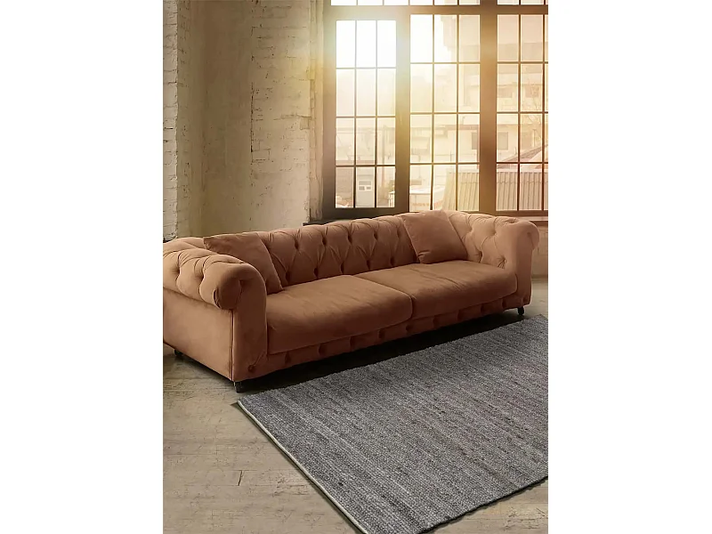 Kurzflorteppich - einfarbiger - leinen - 60x110 cm - CINDER