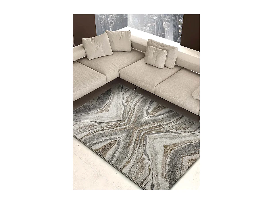Kurzflorteppich - abstrakt - beige - 80x150 cm - WEIMAR