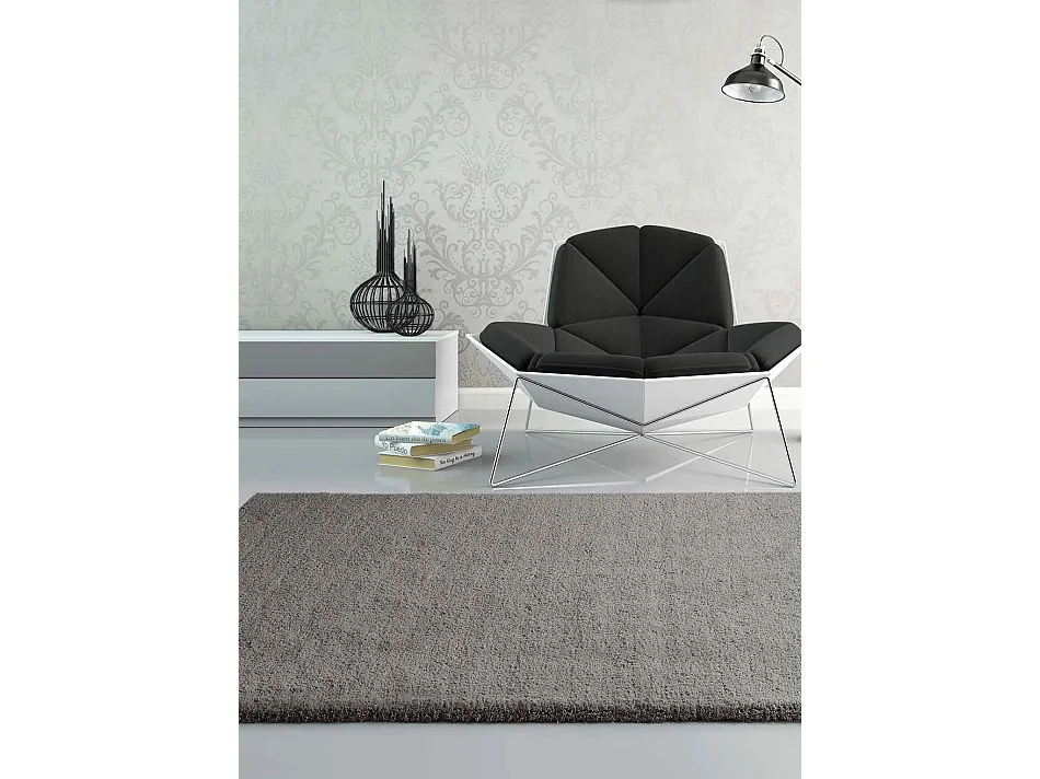 Tapis intérieur - shaggy uni - gris - 60 x 110 cm - SHANGHAI