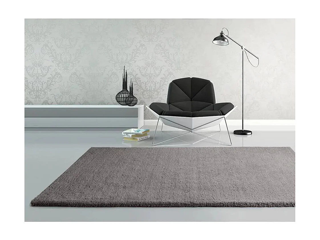 Tapis intérieur - shaggy uni - gris - 60 x 110 cm - SHANGHAI
