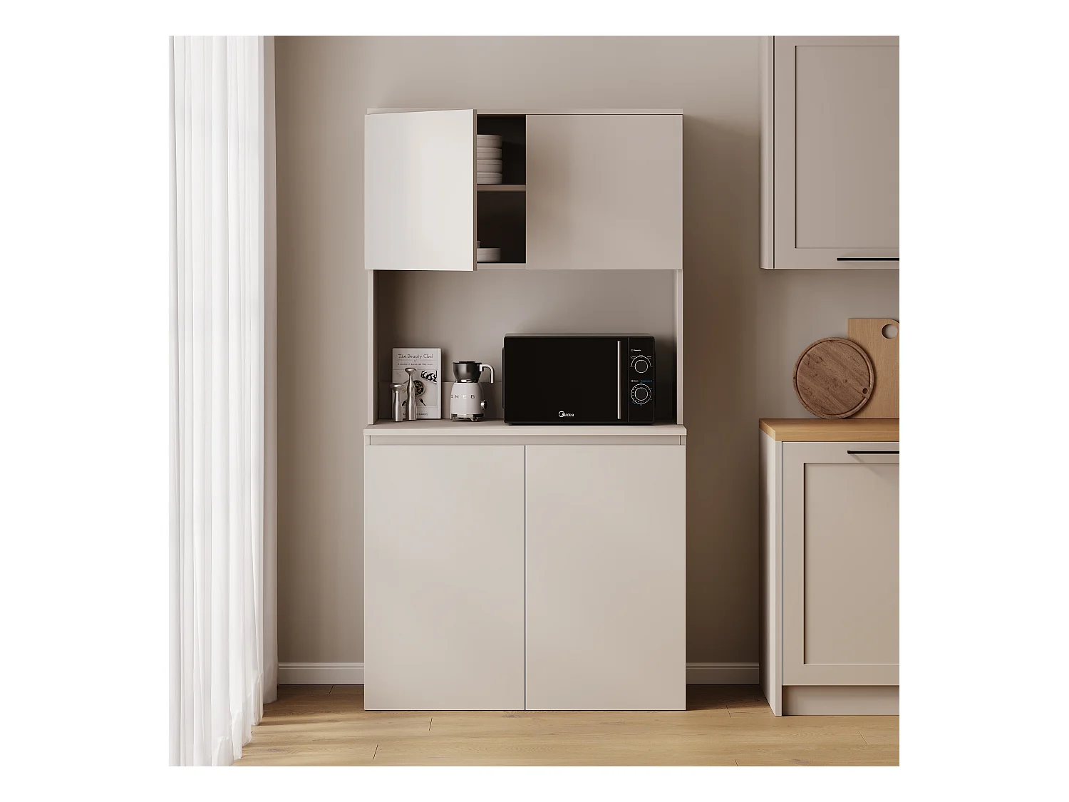 Meuble de cuisine haut ESTER – Vitrine, buffet et plan de travail 100x50 cm – Style campagne