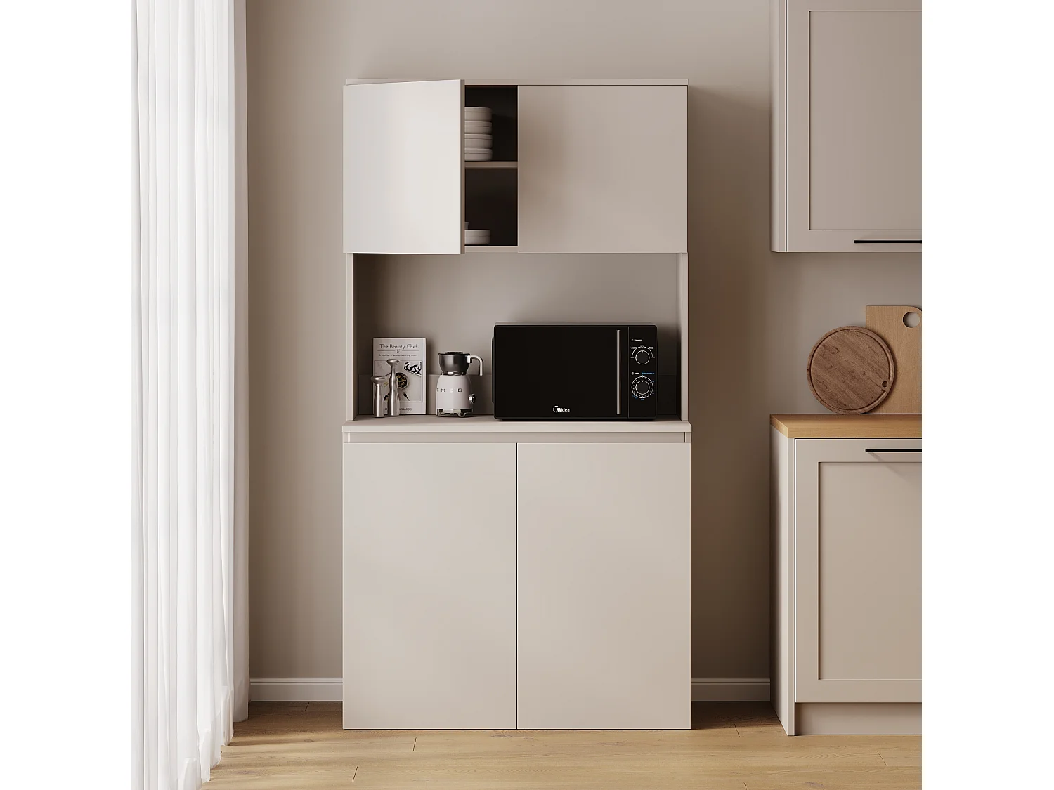 Meuble de cuisine haut ESTER – Vitrine, buffet et plan de travail 100x50 cm – Style campagne