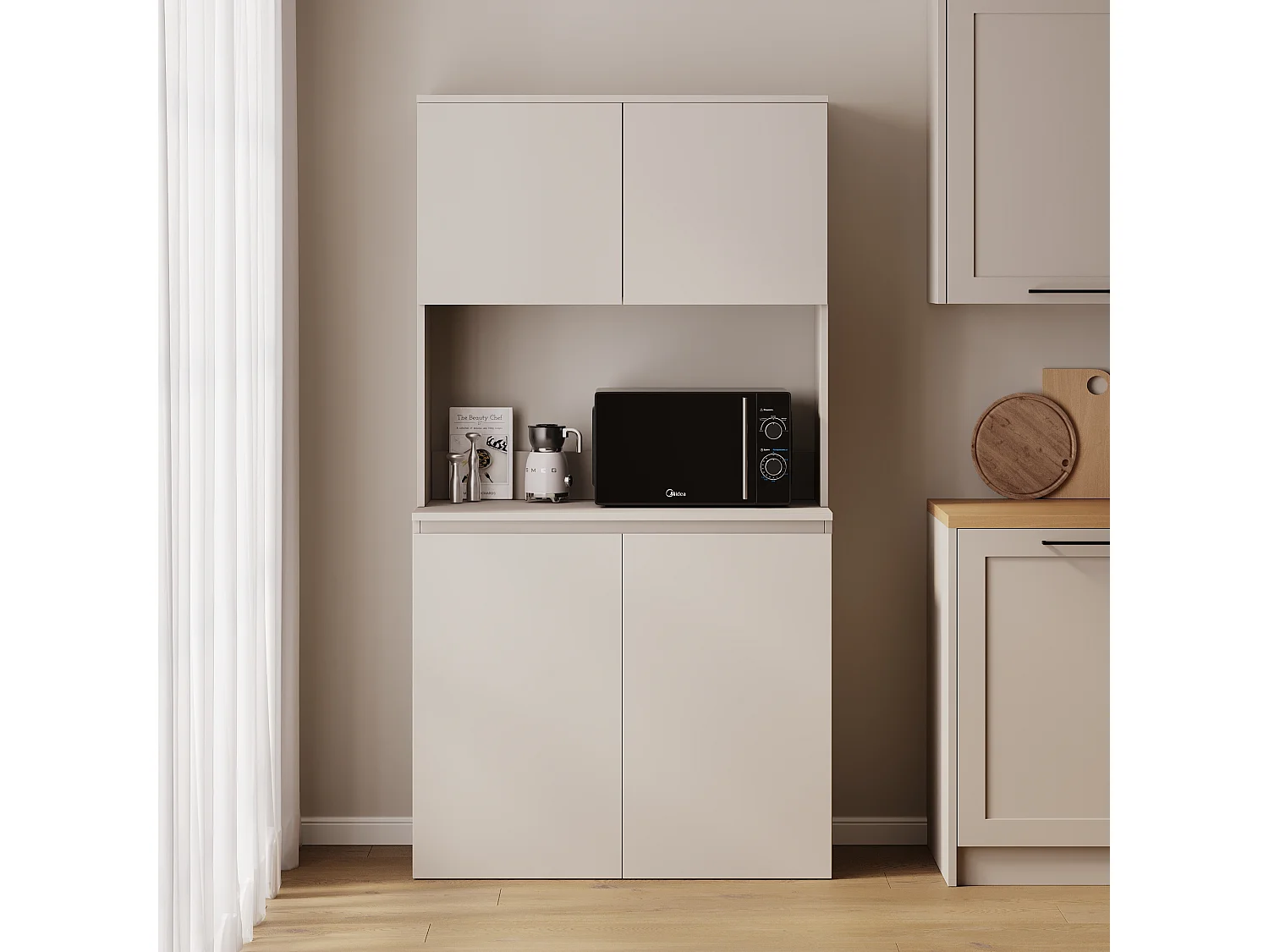 Meuble de cuisine haut ESTER – Vitrine, buffet et plan de travail 100x50 cm – Style campagne