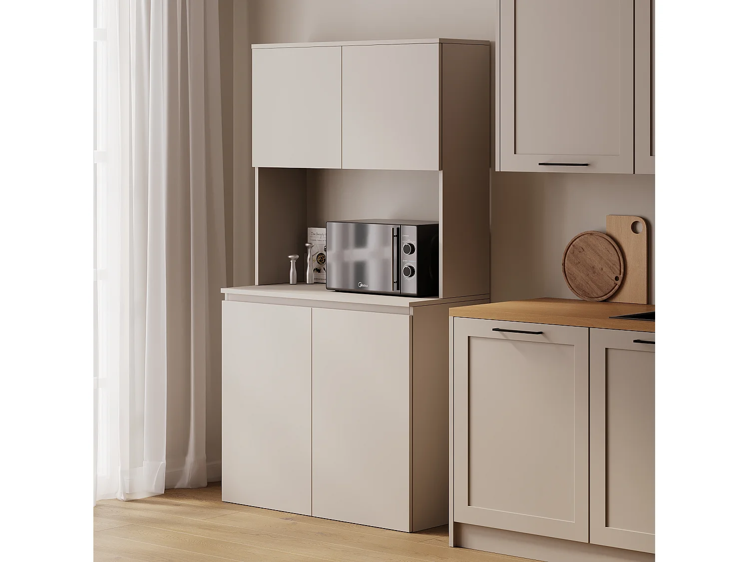 Meuble de cuisine haut ESTER – Vitrine, buffet et plan de travail 100x50 cm – Style campagne