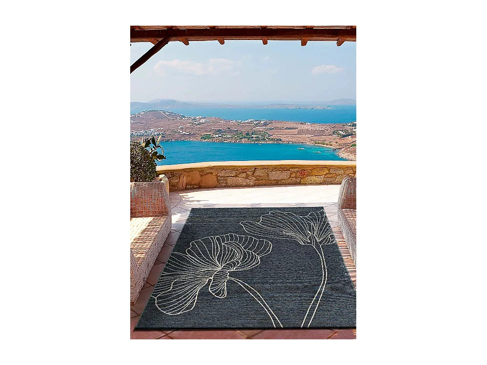 Tapis extérieur - fleurs - gris - 130 x 190 cm - VELVET