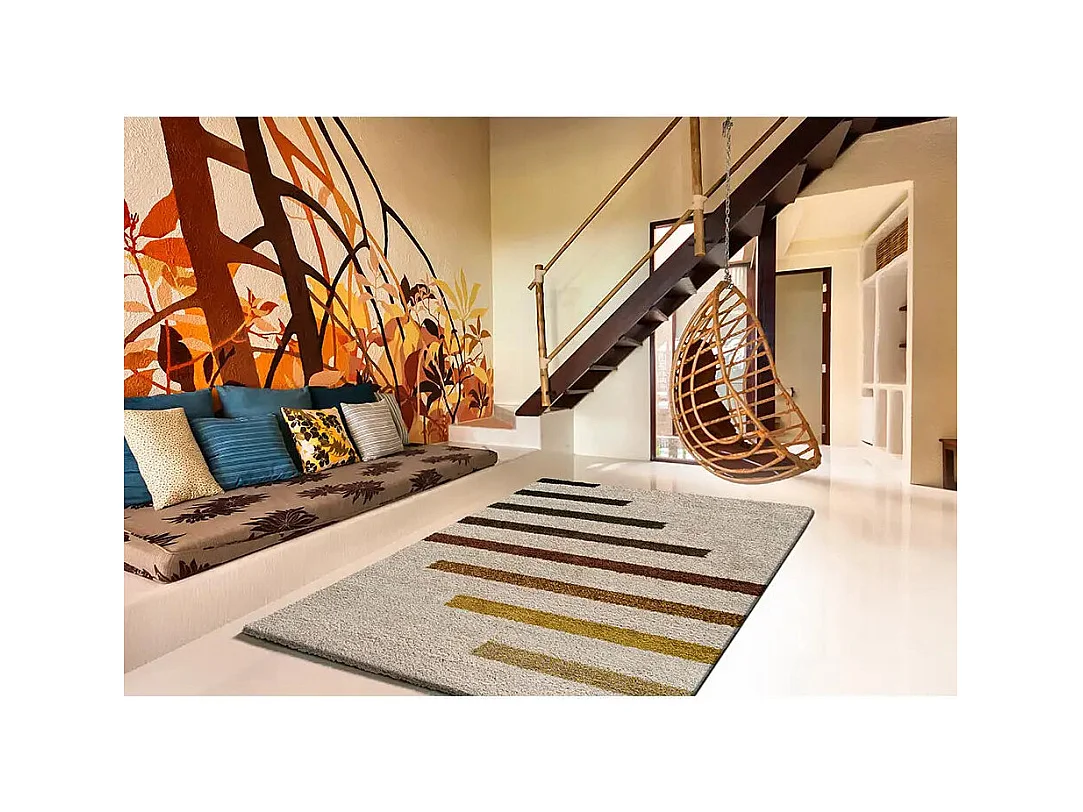 Tapis intérieur - shaggy - multicolore - 135 x 190 cm - SCENIC