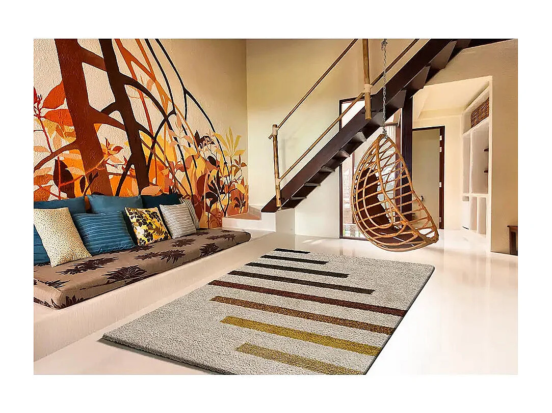 Tapis intérieur - shaggy - multicolore - 135 x 190 cm - SCENIC