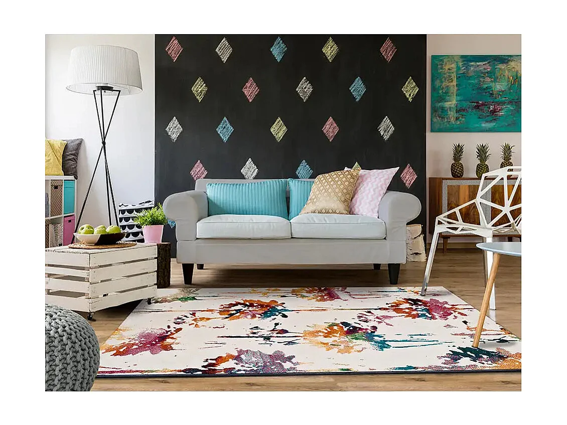 Tapis intérieur - ethnique - multicolore - 60 x 120 cm - KATRINA