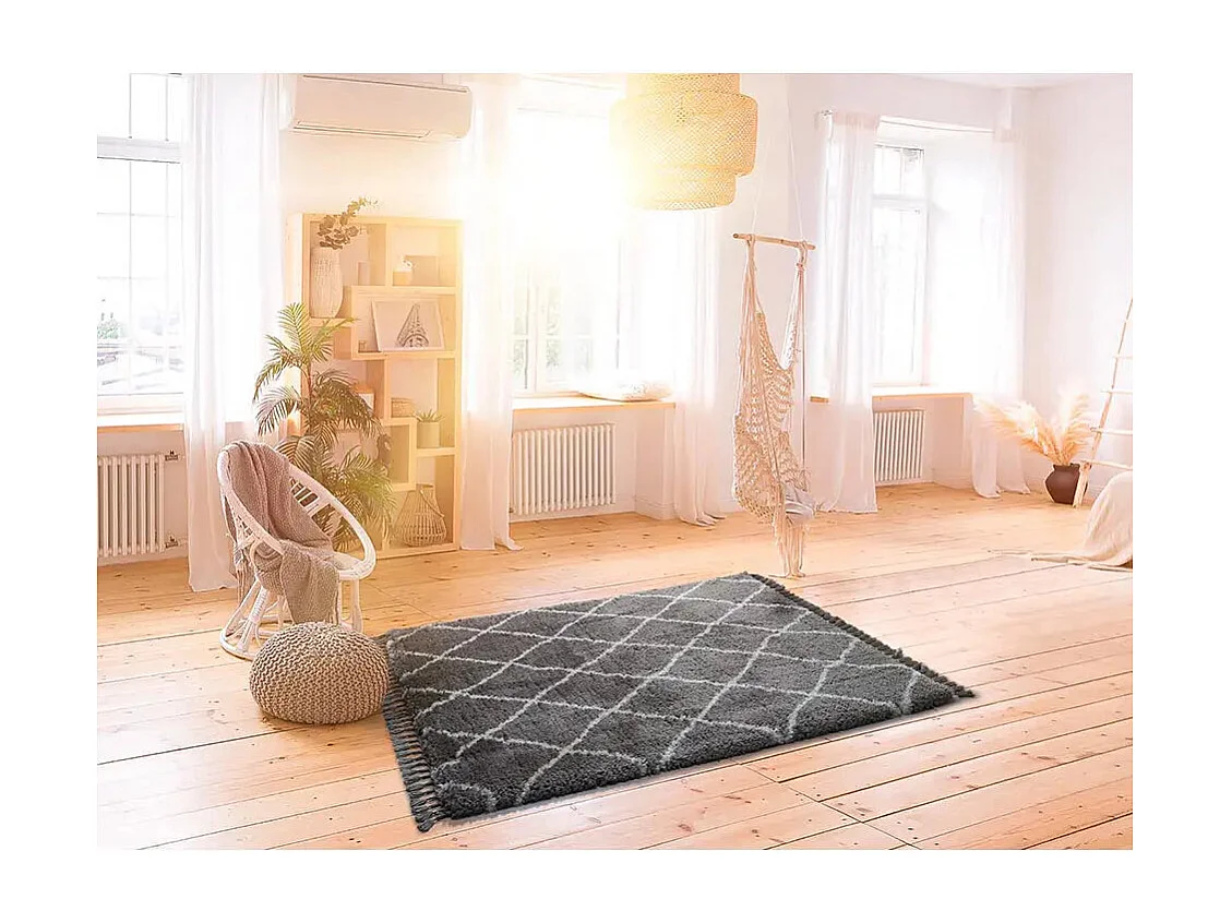 Tapis intérieur - shaggy uni - gris - 120 x 170 cm - SAMIRA