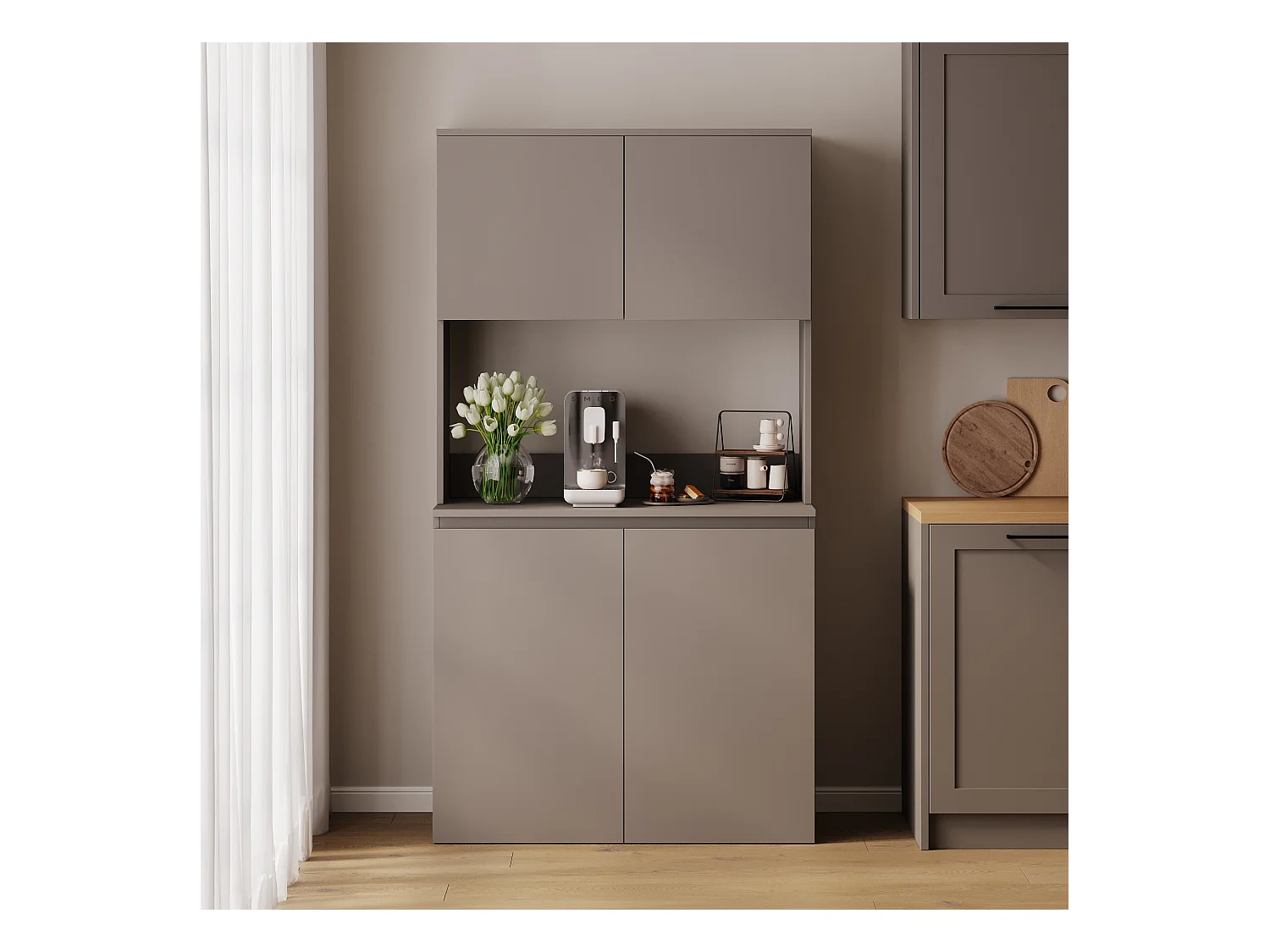 Meuble de cuisine haut ESTER – Vitrine, buffet et plan de travail 100x50 cm – Style campagne
