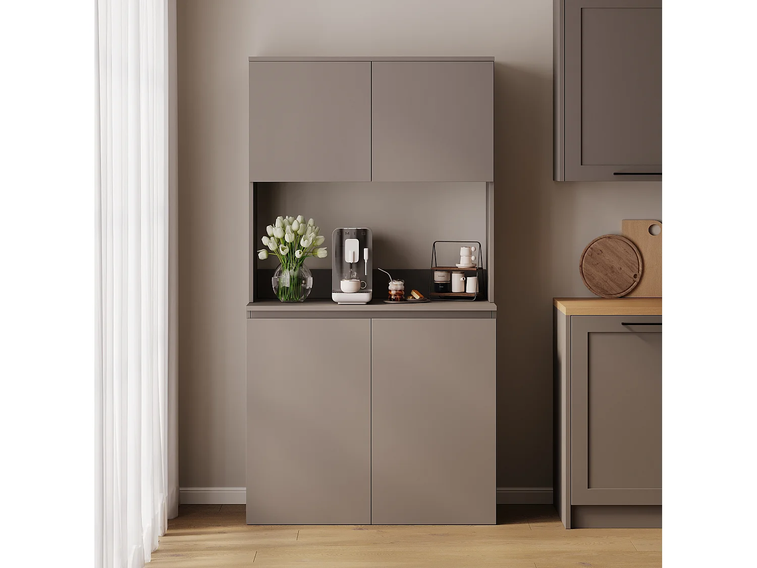 Meuble de cuisine haut ESTER – Vitrine, buffet et plan de travail 100x50 cm – Style campagne