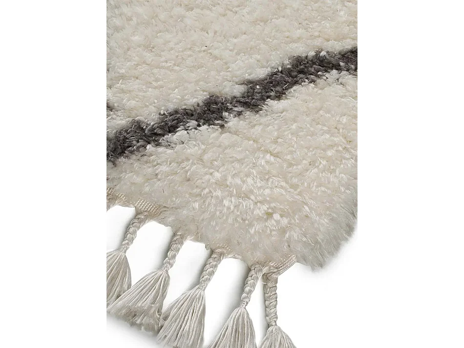 Tapis intérieur - shaggy uni - blanc - 60 x 120 cm - SAMIRA