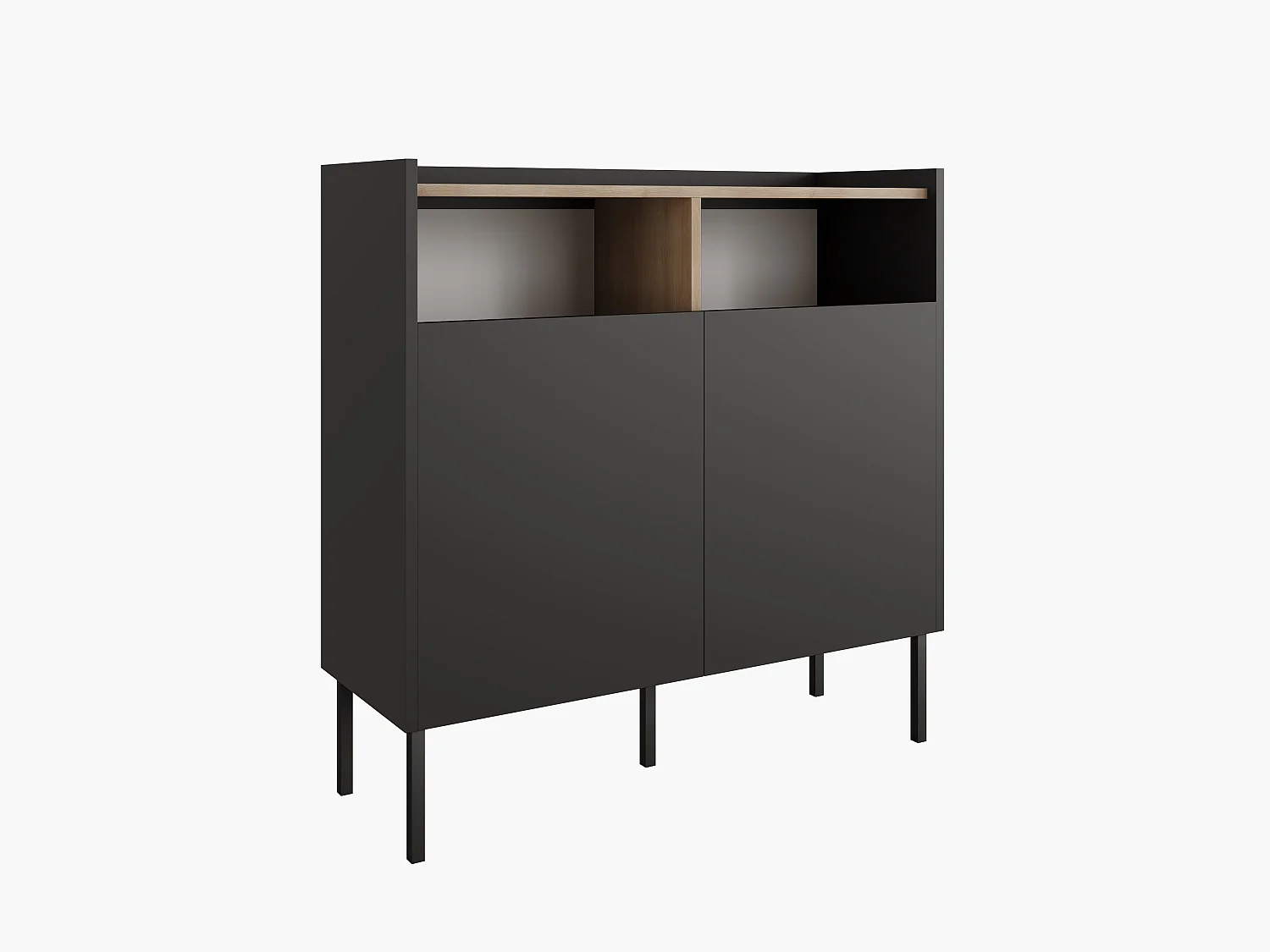 Aparador 100 x 35 x 100 cm - Mueble con puertas, patas de metal, acabado mate para salón