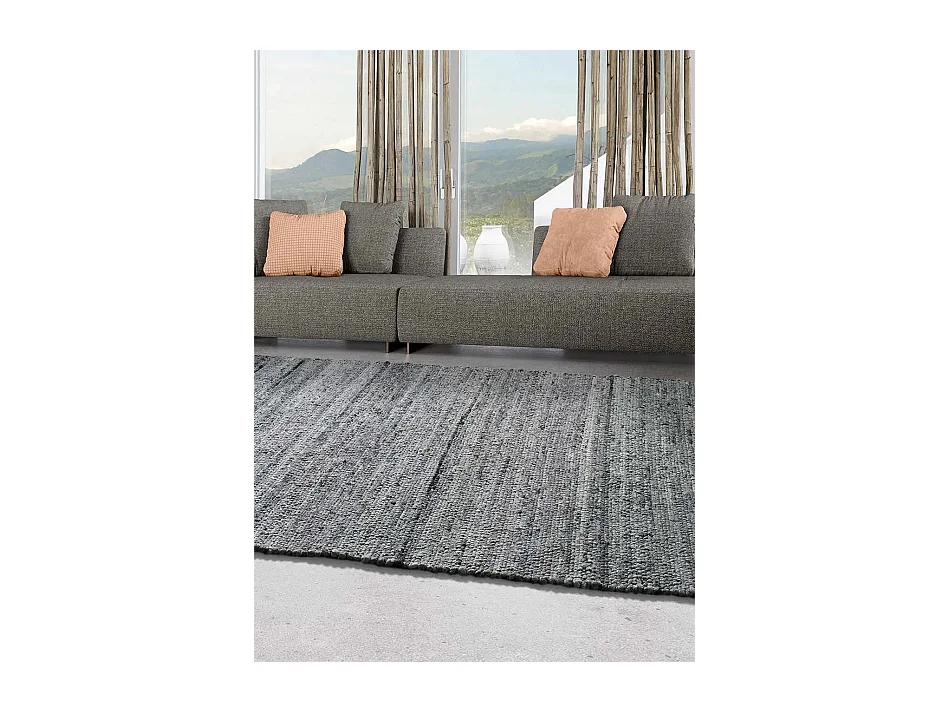 Tapis intérieur - uni - gris - 60 x 110 cm - CINDER