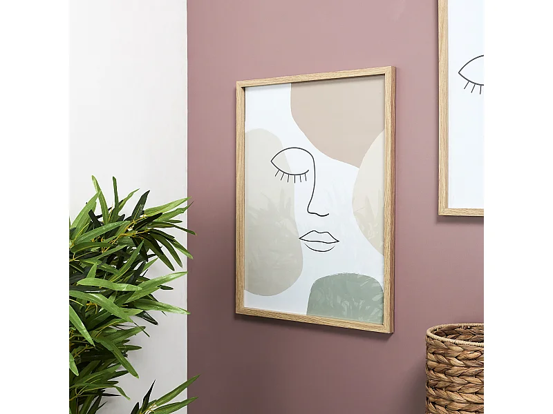 Cadre Mural Arty 45cm Rose, Blanc, Beige, Vert