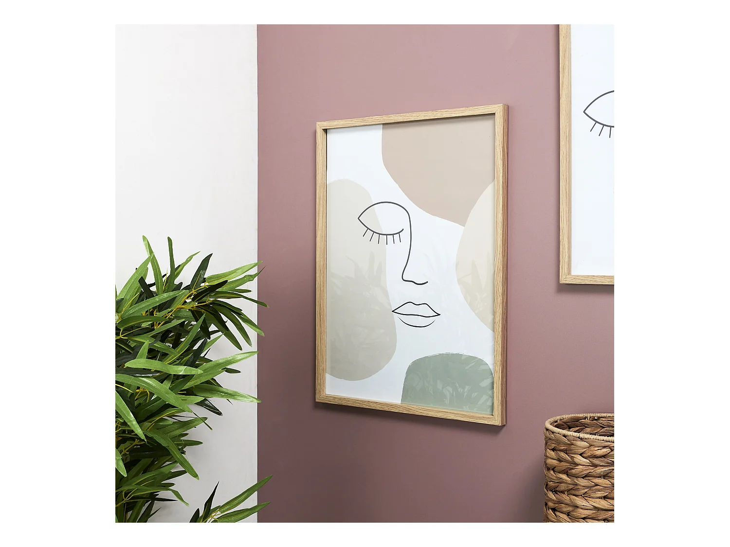 Cadre Mural Arty 45cm Rose, Blanc, Beige, Vert