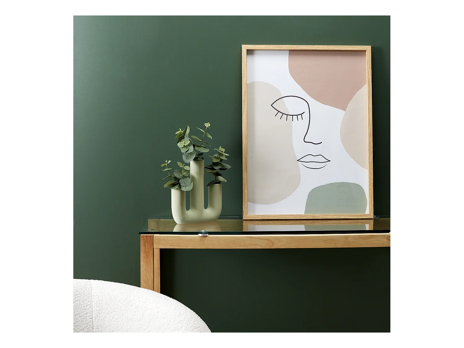 Cadre Mural Arty 45cm Rose, Blanc, Beige, Vert