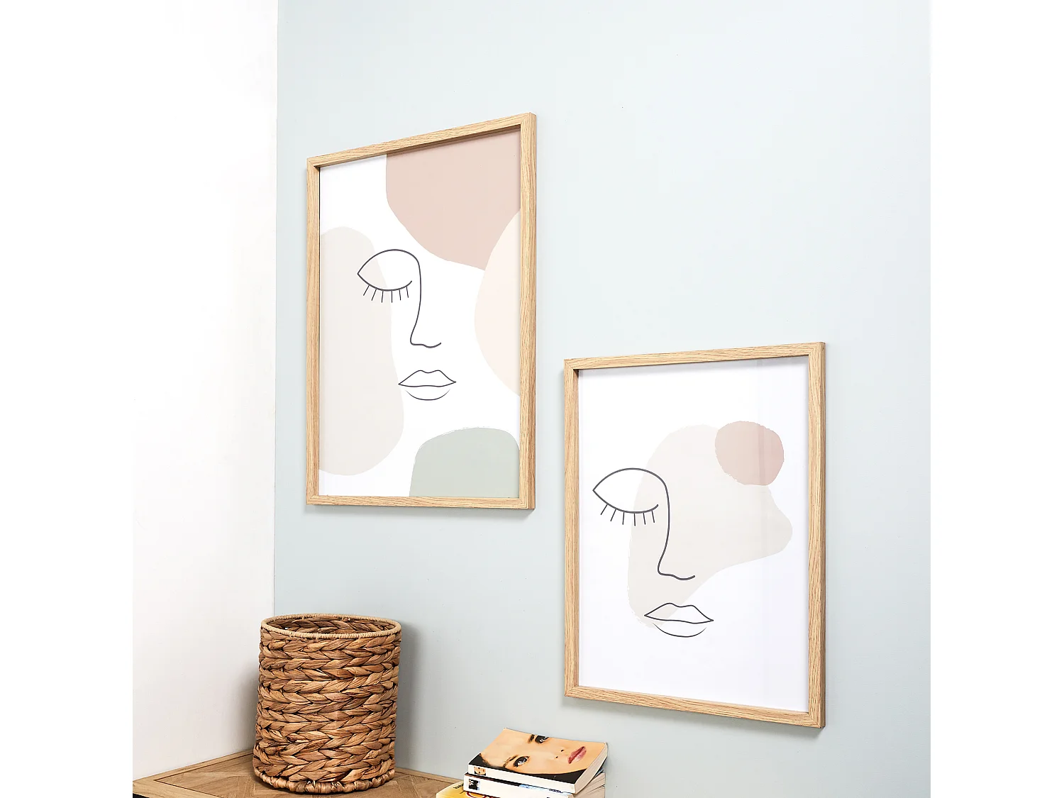 Cadre Mural Arty 45cm Rose, Blanc, Beige, Vert