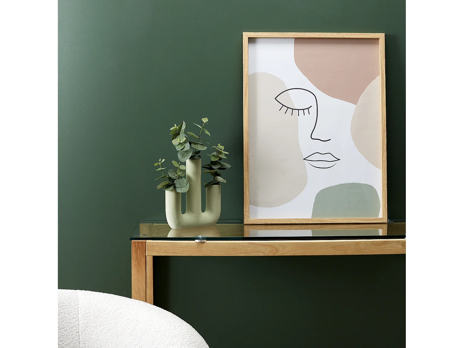 Cadre Mural Arty 45cm Rose, Blanc, Beige, Vert