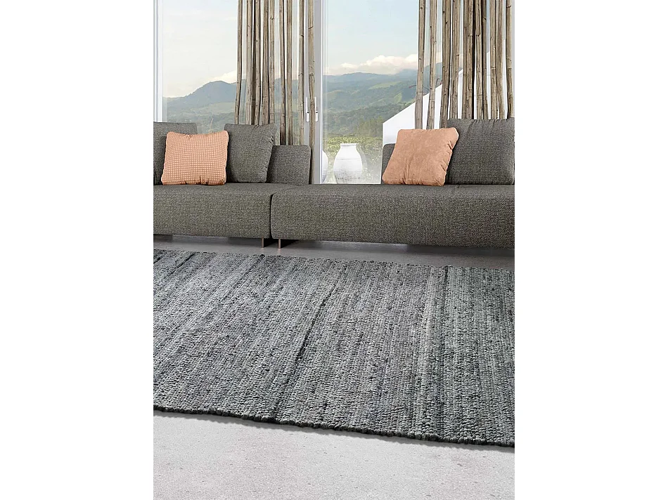Tapis intérieur - uni - gris - 80 x 150 cm - CINDER