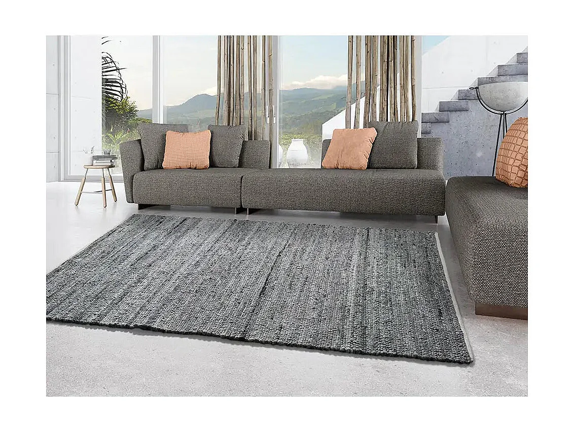 Tapis intérieur - uni - gris - 80 x 150 cm - CINDER