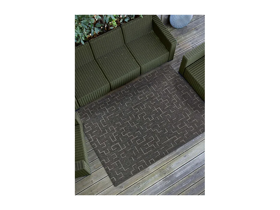 Tapis extérieur - géométrique - gris - 77 x 150 cm - BREEZE