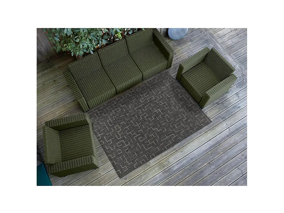 Tapis extérieur - géométrique - gris - 77 x 150 cm - BREEZE