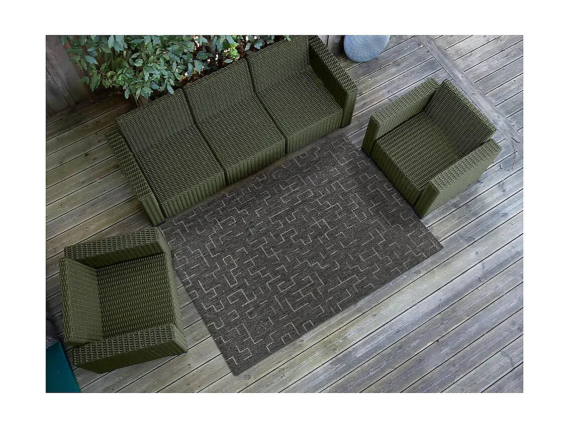 Tapis extérieur - géométrique - gris - 130 x 190 cm - BREEZE