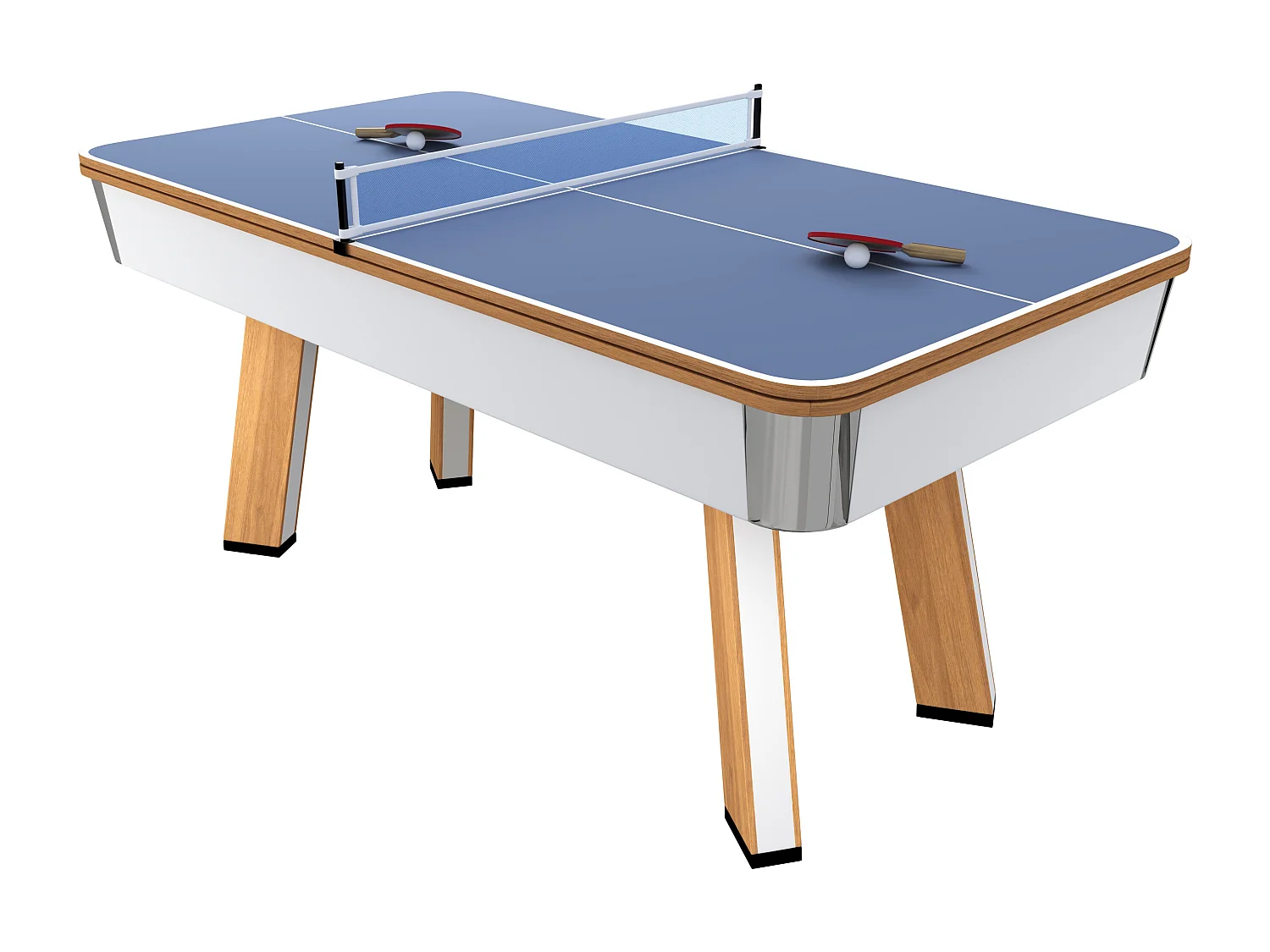 Table transformable - Billard & Ping-pong - Coloris naturel clair et blanc - L213 x l112 x H81 cm - SASTALA