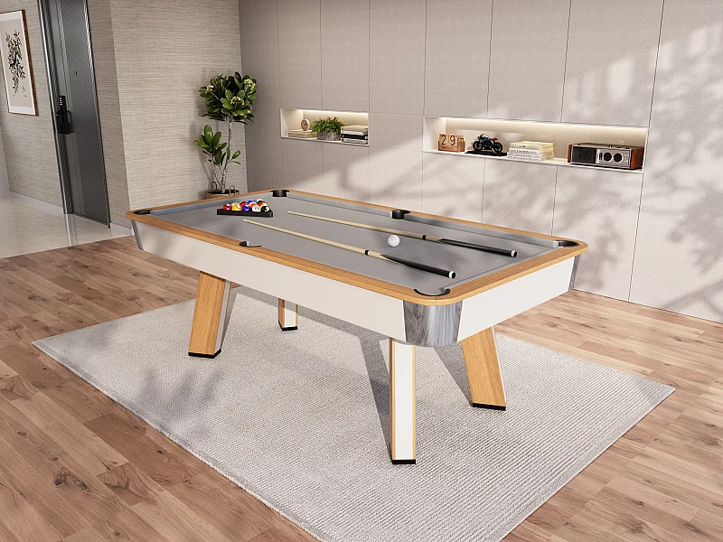 Vente-unique Table Balthazar – Billard & Ping-Pong Transformable, MDF Gris, 213x112x81.5 Cm, 8 Places, Accessoires Inclus