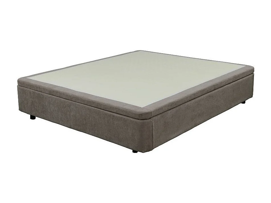 Letto matrimoniale Sommier con contenitore in tessuto taupe 162x192x39H – Praticità compatta