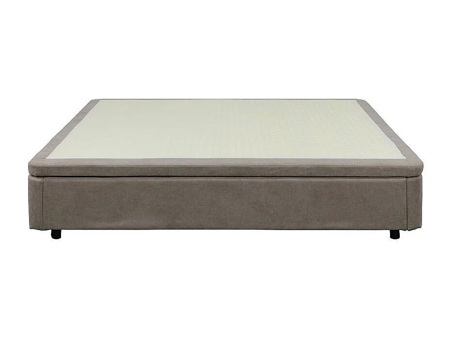 Letto matrimoniale Sommier con contenitore in tessuto taupe 162x192x39H – Praticità compatta