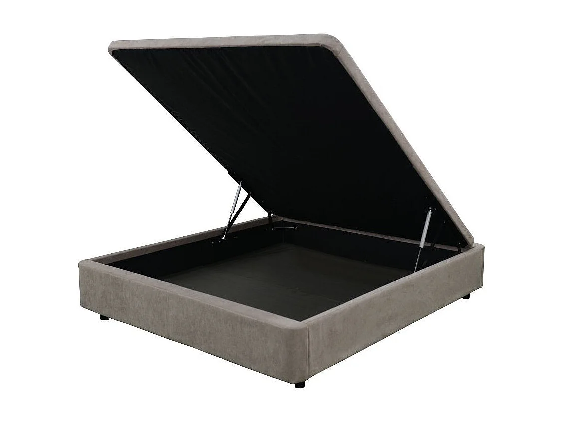 Letto matrimoniale Sommier con contenitore in tessuto taupe 162x192x39H – Praticità compatta