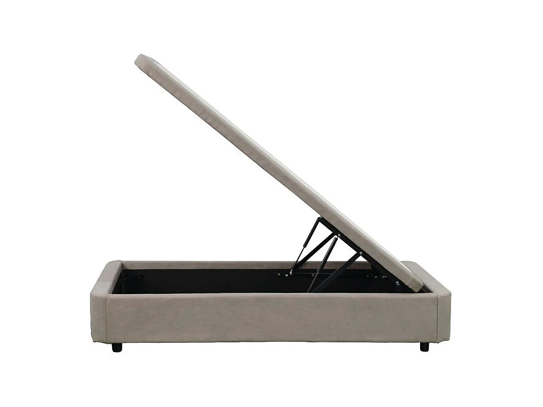 Letto singolo Sommier con contenitore in tessuto taupe 82x192x39H – Praticità compatta