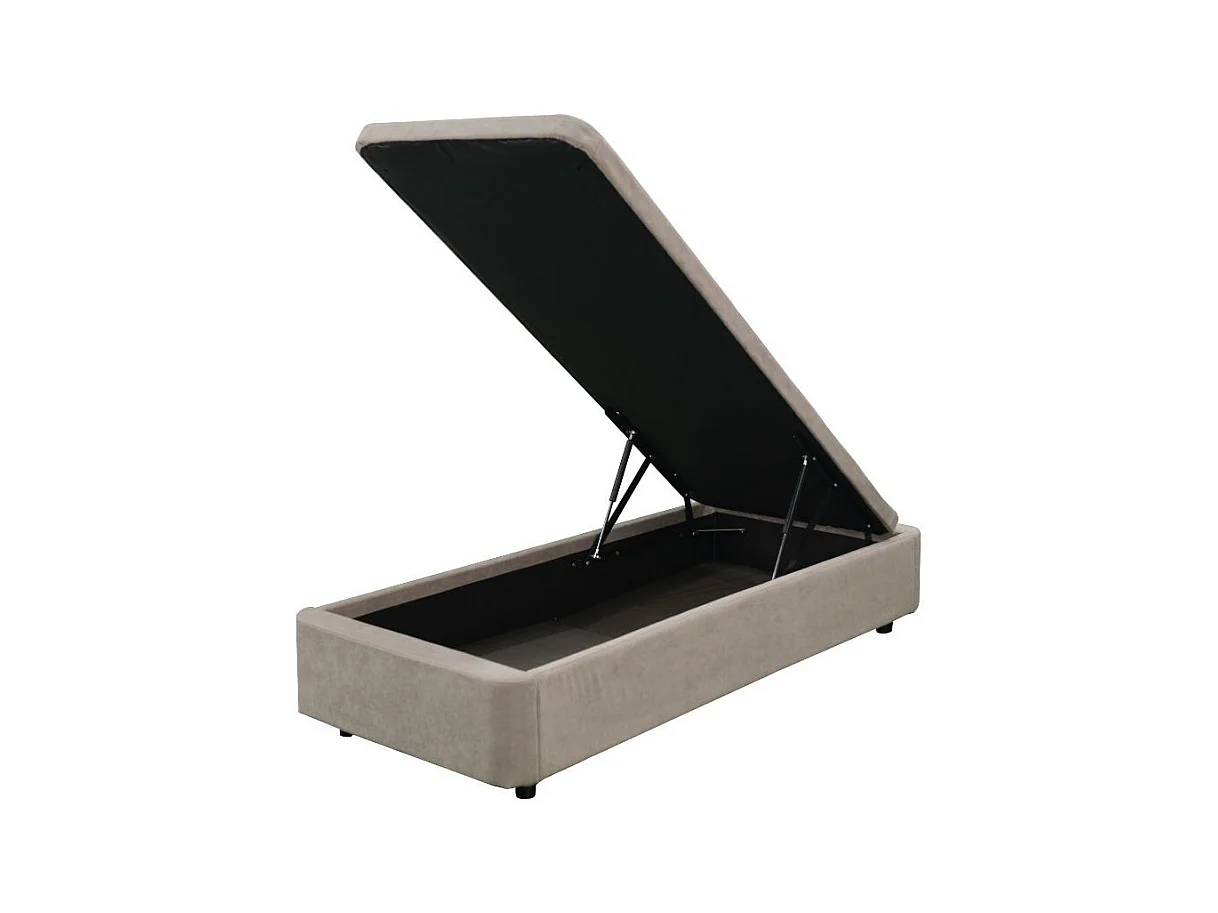 Letto singolo Sommier con contenitore in tessuto taupe 82x192x39H – Praticità compatta