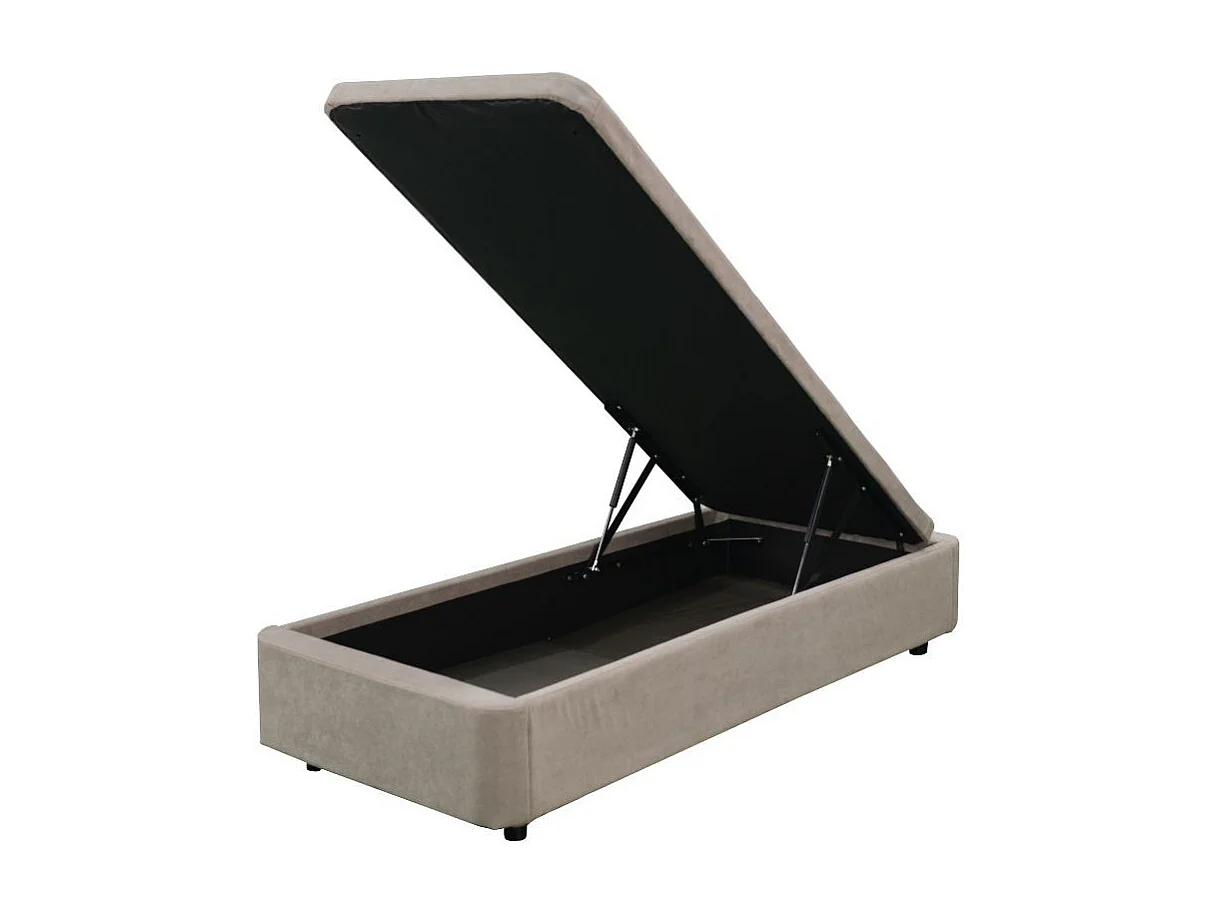 Letto singolo Sommier con contenitore in tessuto taupe 82x192x39H – Praticità compatta