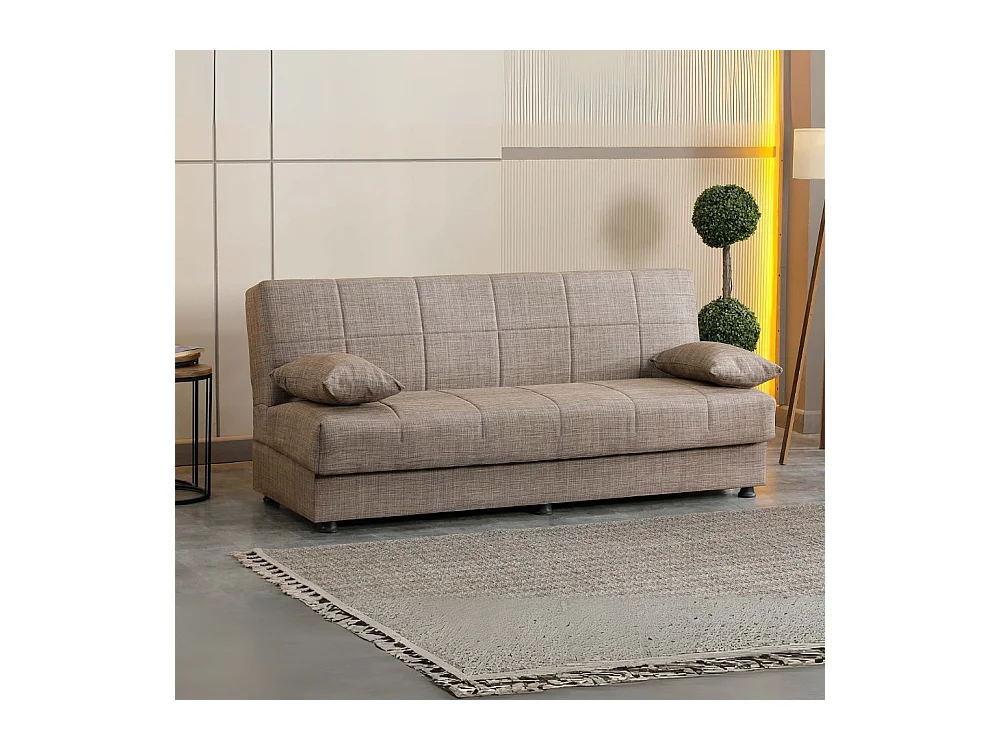 Divano letto Moon senza braccioli con contenitore colore Camel 180x81x83H