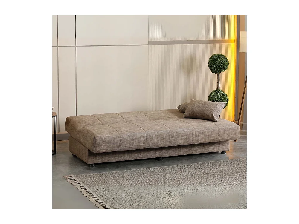 Divano letto Moon senza braccioli con contenitore colore Camel 180x81x83H