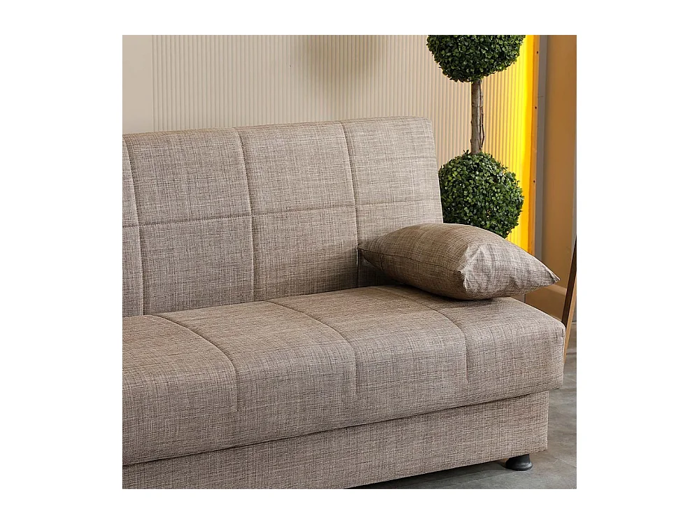 Divano letto Moon senza braccioli con contenitore colore Camel 180x81x83H