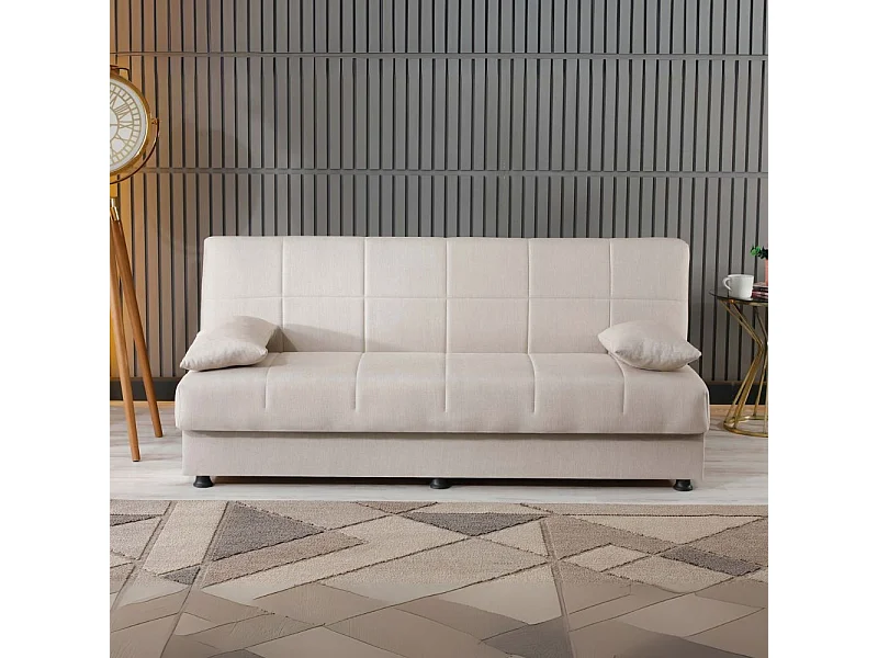 Divano letto Moon senza braccioli con contenitore colore Crema 180x81x83H