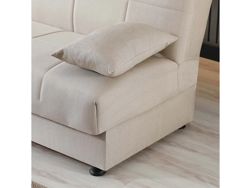 Divano letto Moon senza braccioli con contenitore colore Crema 180x81x83H