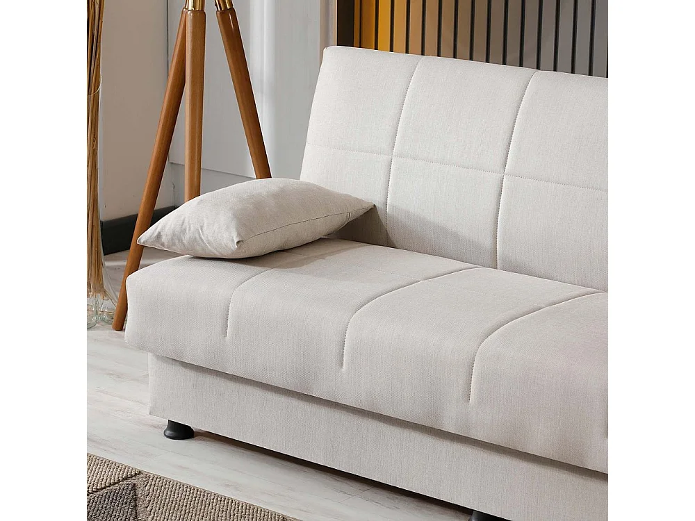 Divano letto Moon senza braccioli con contenitore colore Crema 180x81x83H