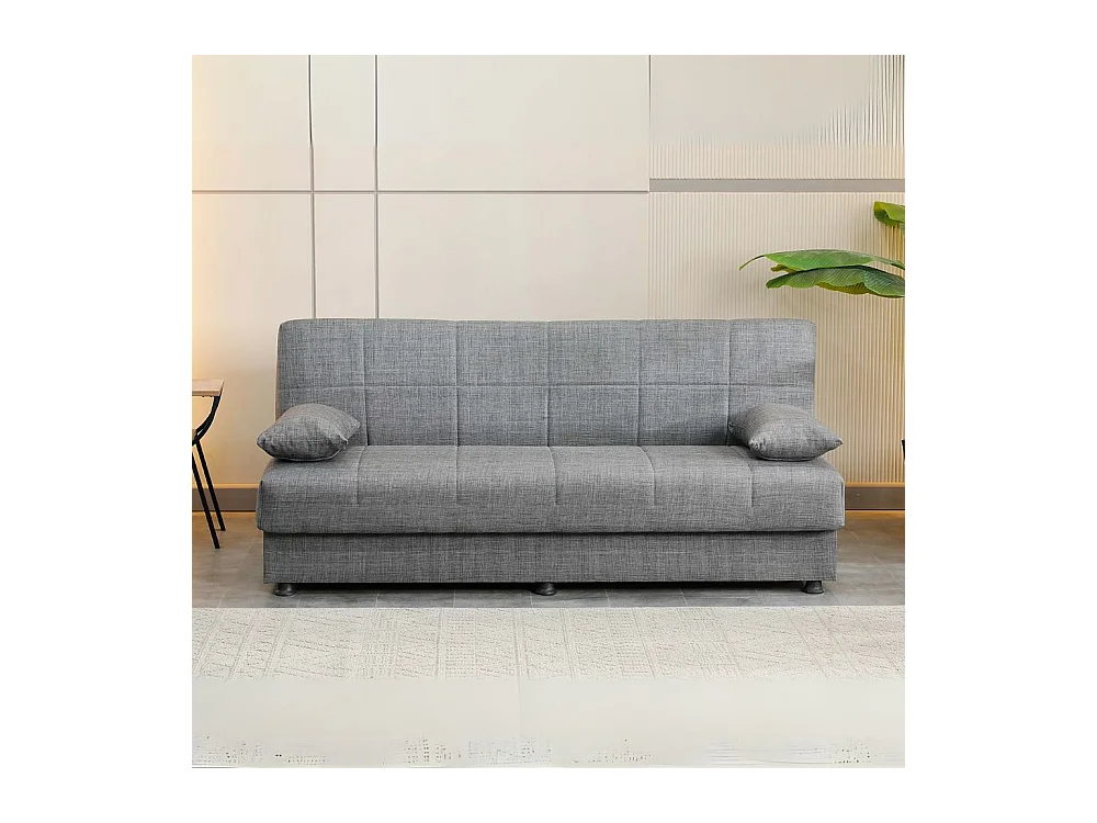Divano letto Moon senza braccioli con contenitore colore grigio 180x81x83H