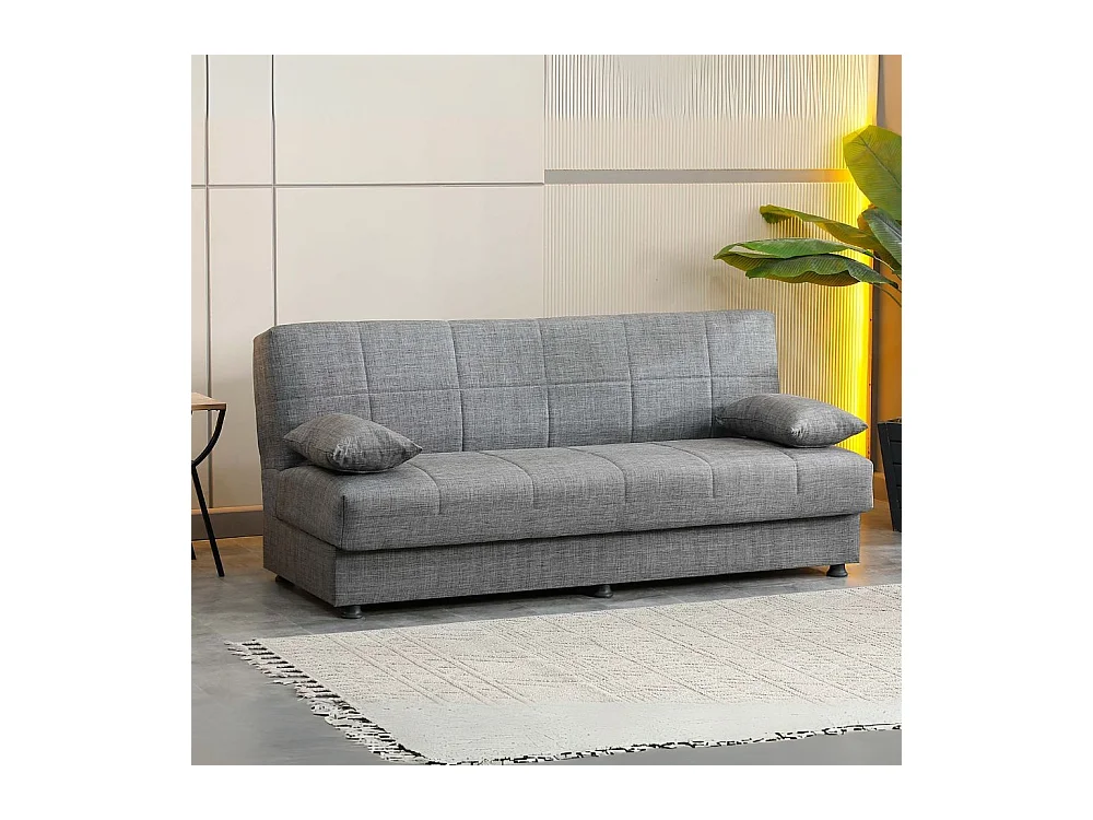 Divano letto Moon senza braccioli con contenitore colore grigio 180x81x83H