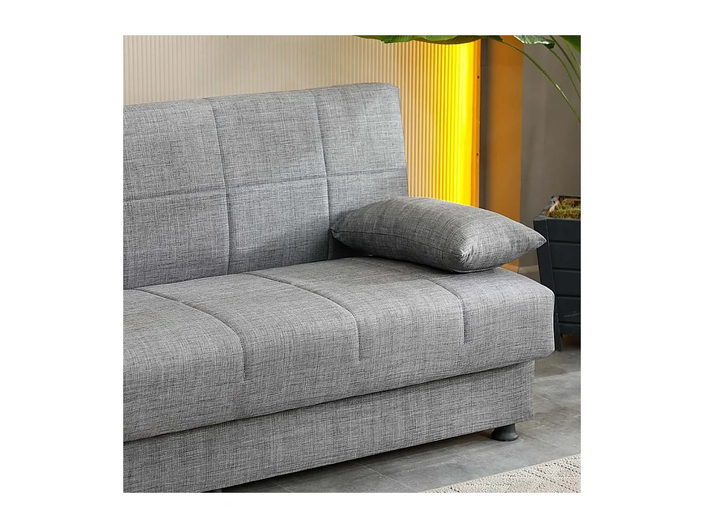 Divano letto Moon senza braccioli con contenitore colore grigio 180x81x83H